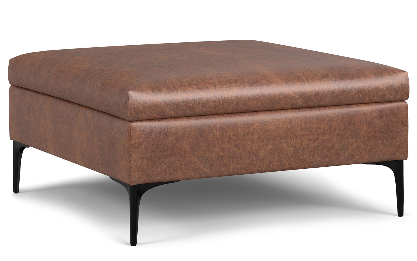 Rebecca Coffee Table Storage Ottoman with Lift Up Lid in Distressed Vegan Leather