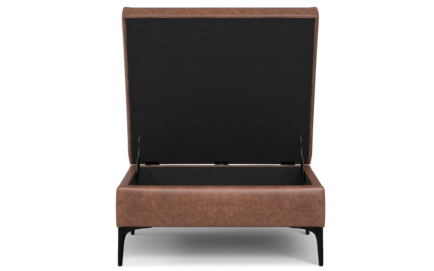 Rebecca Coffee Table Storage Ottoman with Lift Up Lid in Distressed Vegan Leather