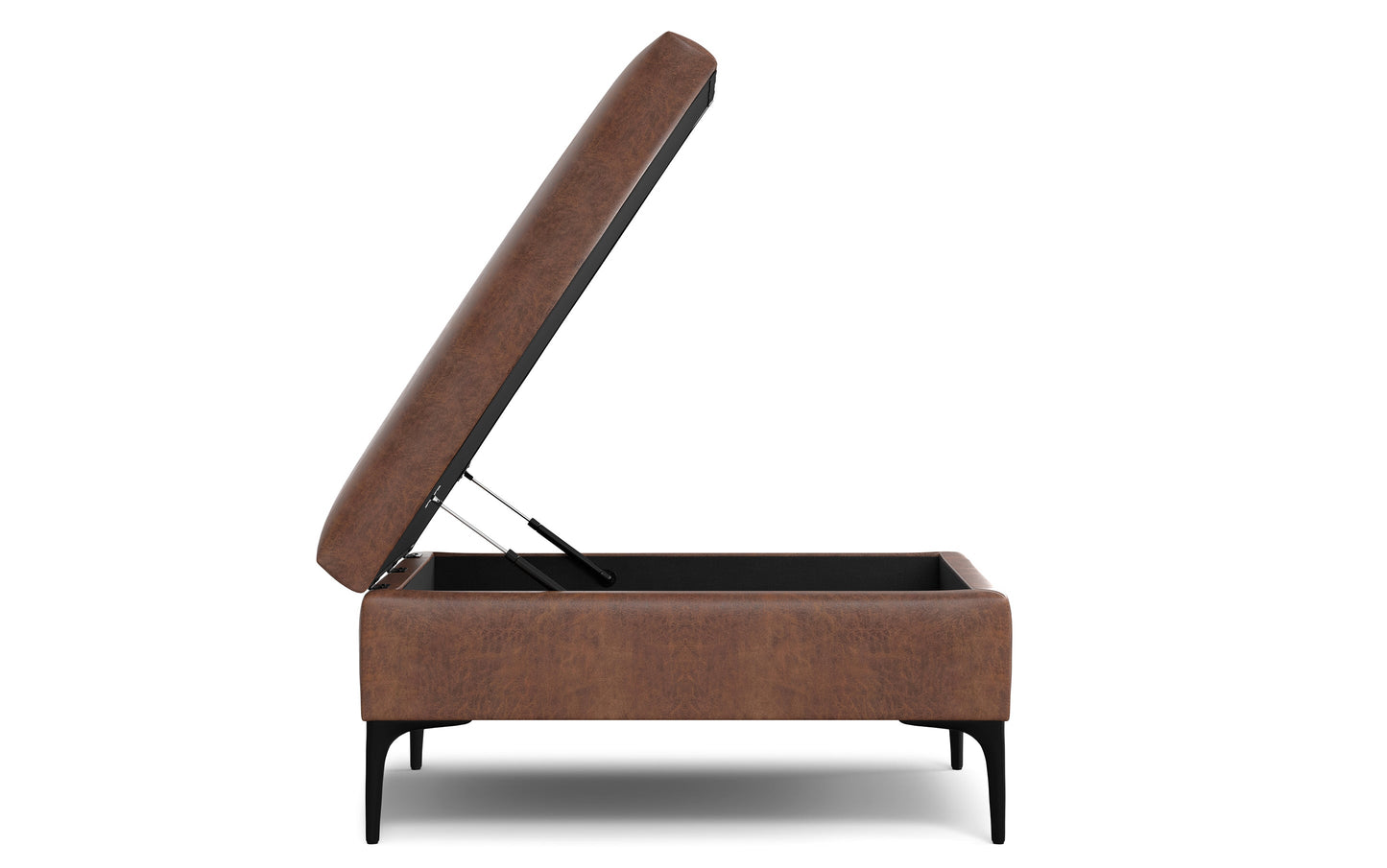 Rebecca Coffee Table Storage Ottoman with Lift Up Lid in Distressed Vegan Leather