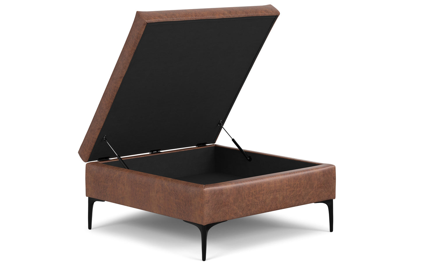 Rebecca Coffee Table Storage Ottoman with Lift Up Lid in Distressed Vegan Leather
