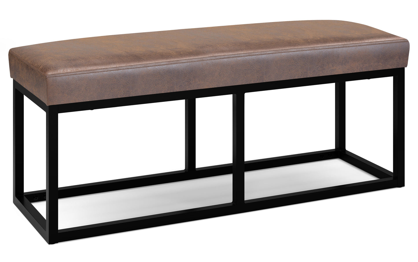 Distressed Chestnut Brown Distressed Vegan Leather | Reynolds Ottoman Bench