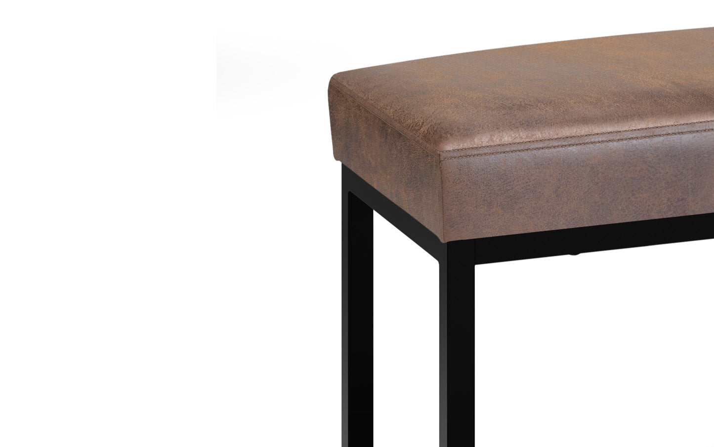 Distressed Chestnut Brown Distressed Vegan Leather | Reynolds Ottoman Bench