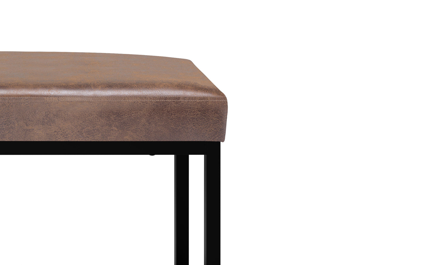 Distressed Chestnut Brown Distressed Vegan Leather | Reynolds Ottoman Bench