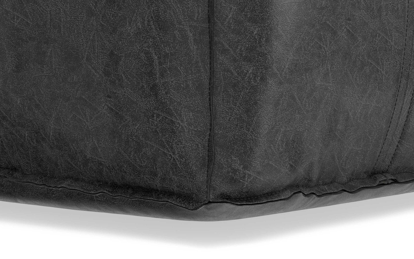 Distressed Black Distressed Vegan Leather | Brody Square Pouf