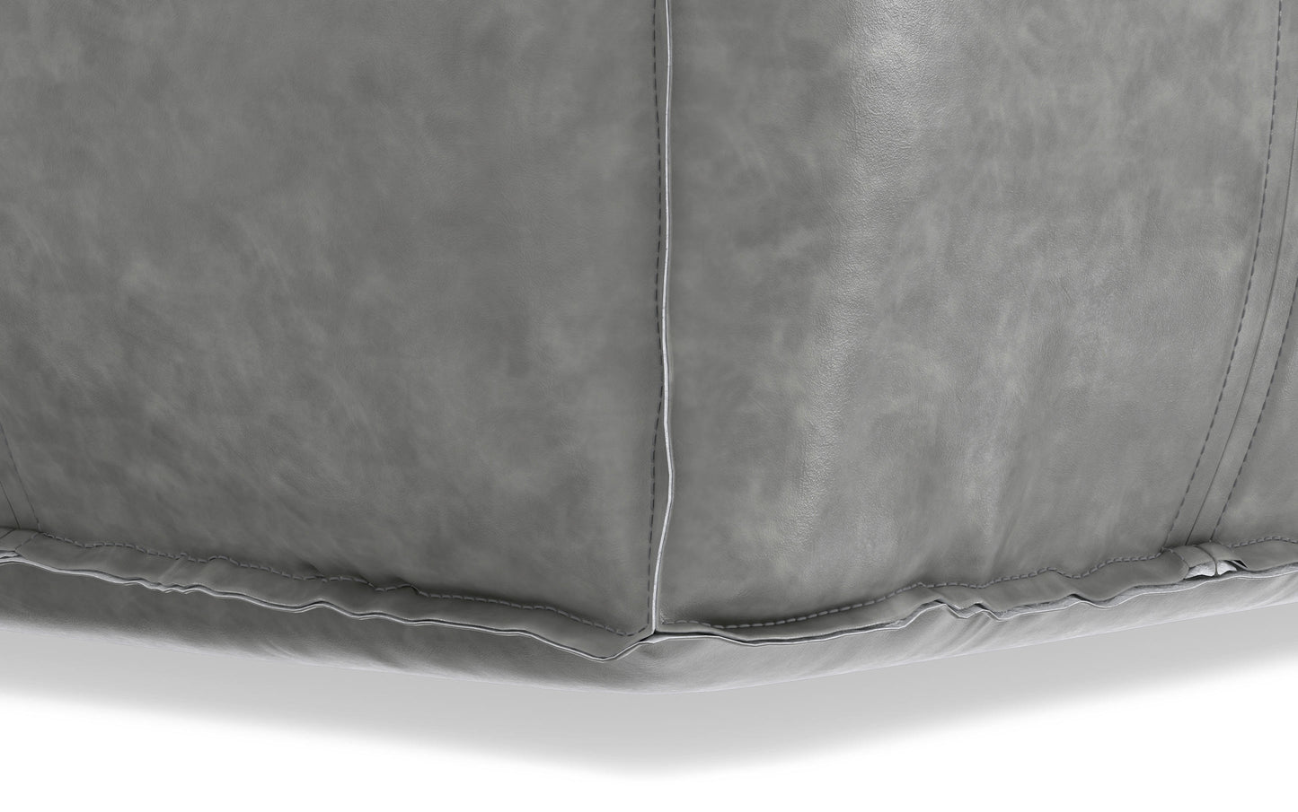 Distressed Grey Distressed Vegan Leather | Brody Square Pouf