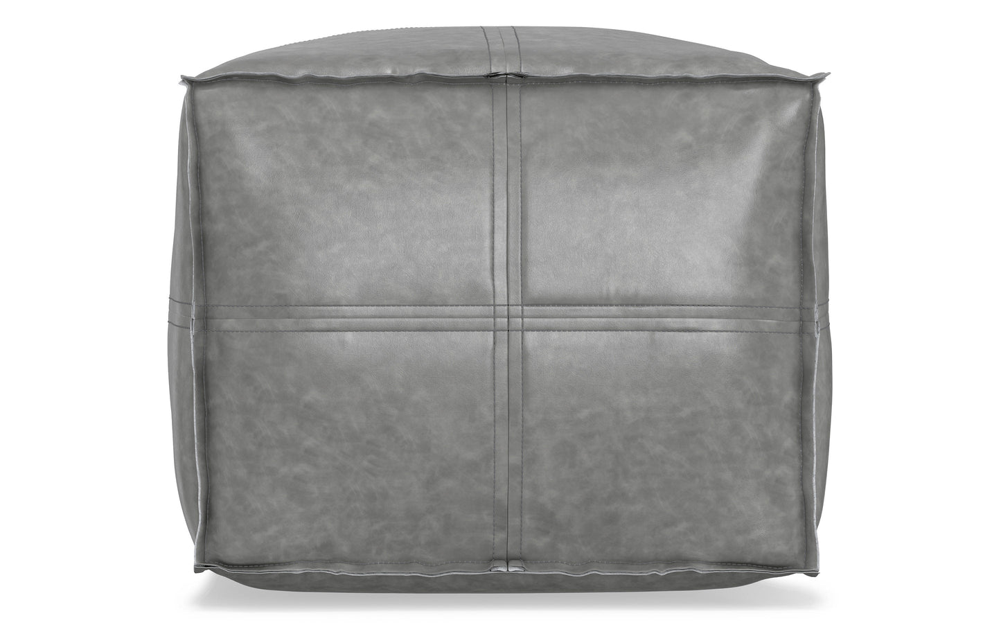Distressed Grey Distressed Vegan Leather | Brody Square Pouf