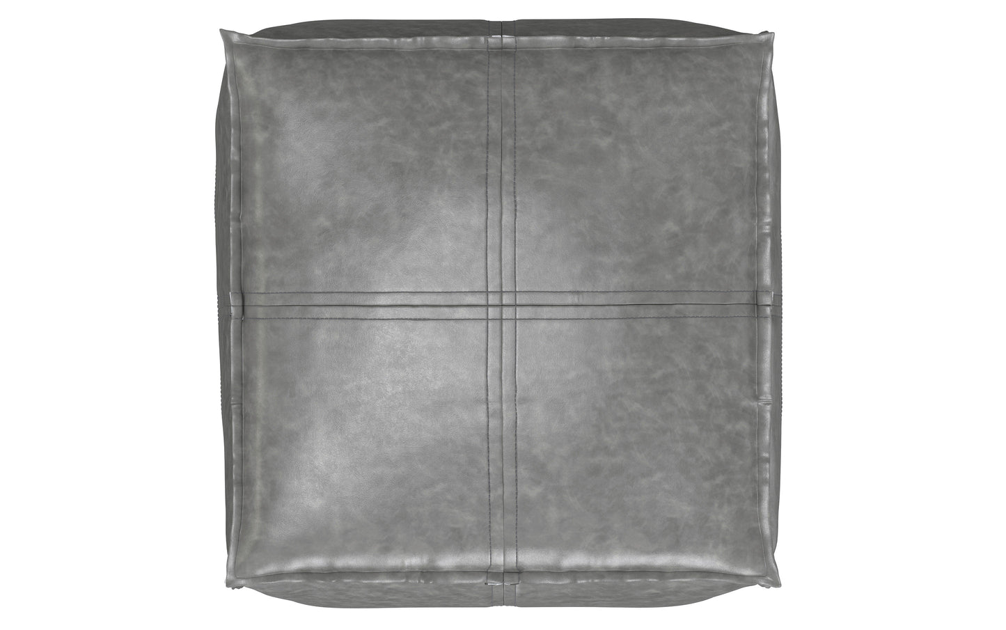 Distressed Grey Distressed Vegan Leather | Brody Square Pouf