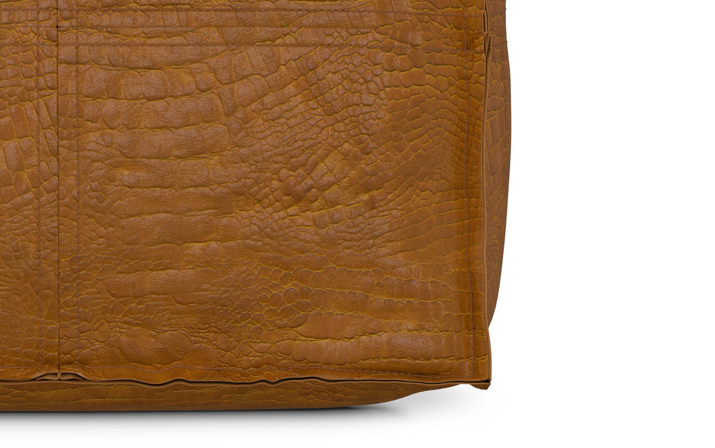 Tan Genuine Leather | Brody Square Pouf in Genuine Leather