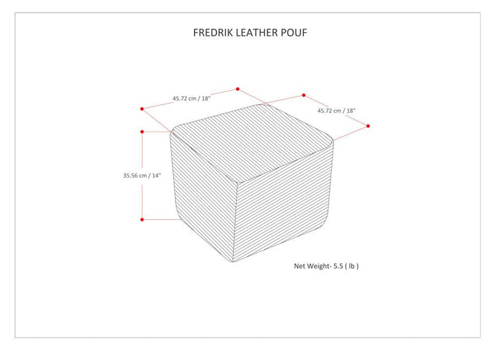 Cream | Fredrik Woven Leather Square Pouf