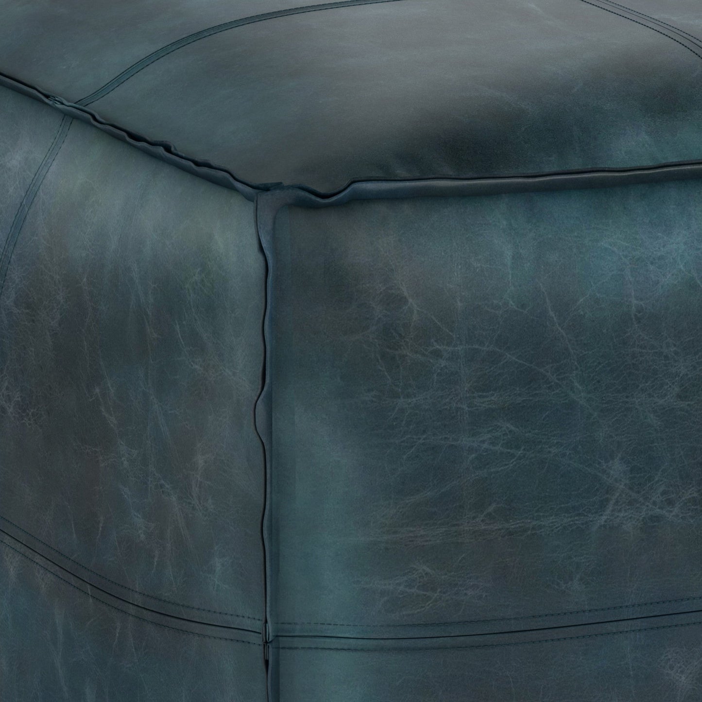Distressed Teal Blue | Sheffield Square Pouf