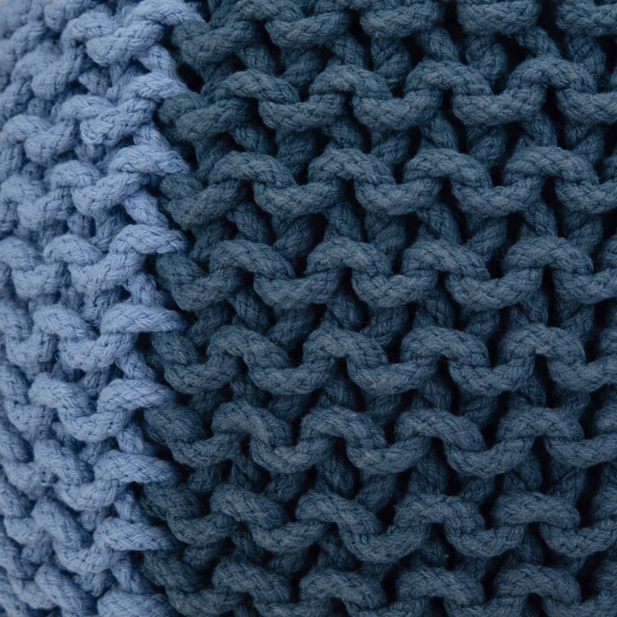 Blue | Nikki 20 in Wide Hand Knit Round Pouf