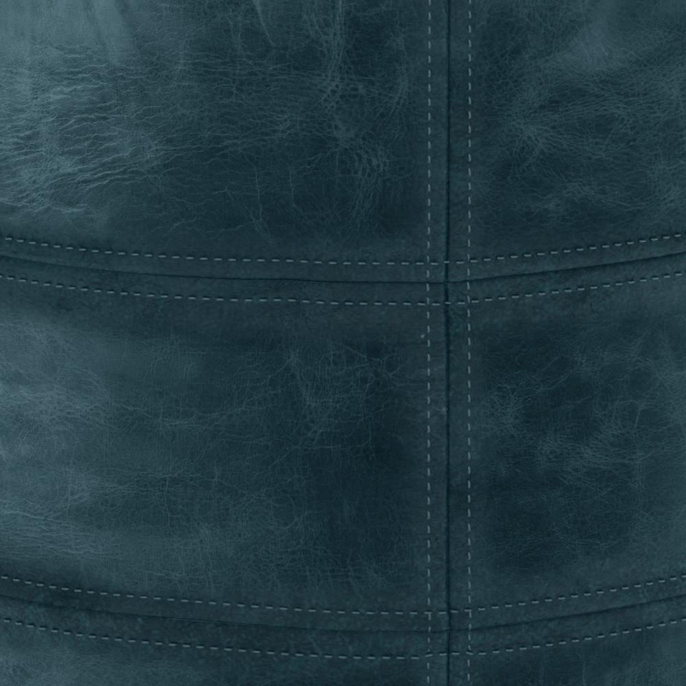 Distressed Teal Blue | Connor Round Leather Pouf