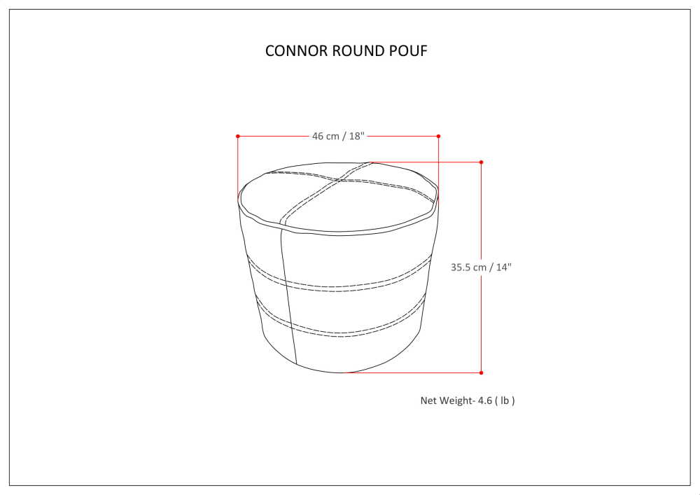 Distressed Light Brown | Connor Round Leather Pouf