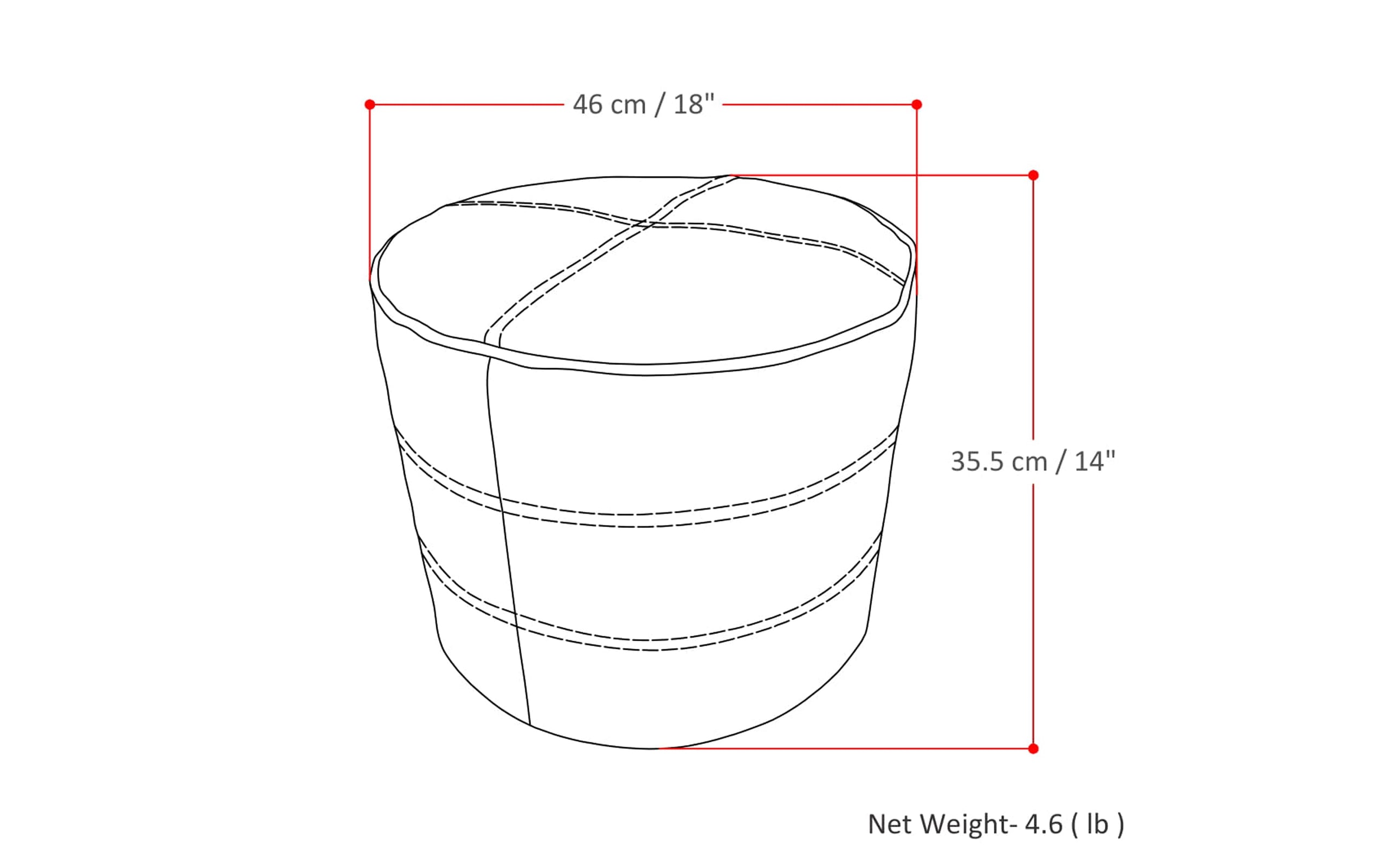 Distressed Brown | Connor Round Leather Pouf