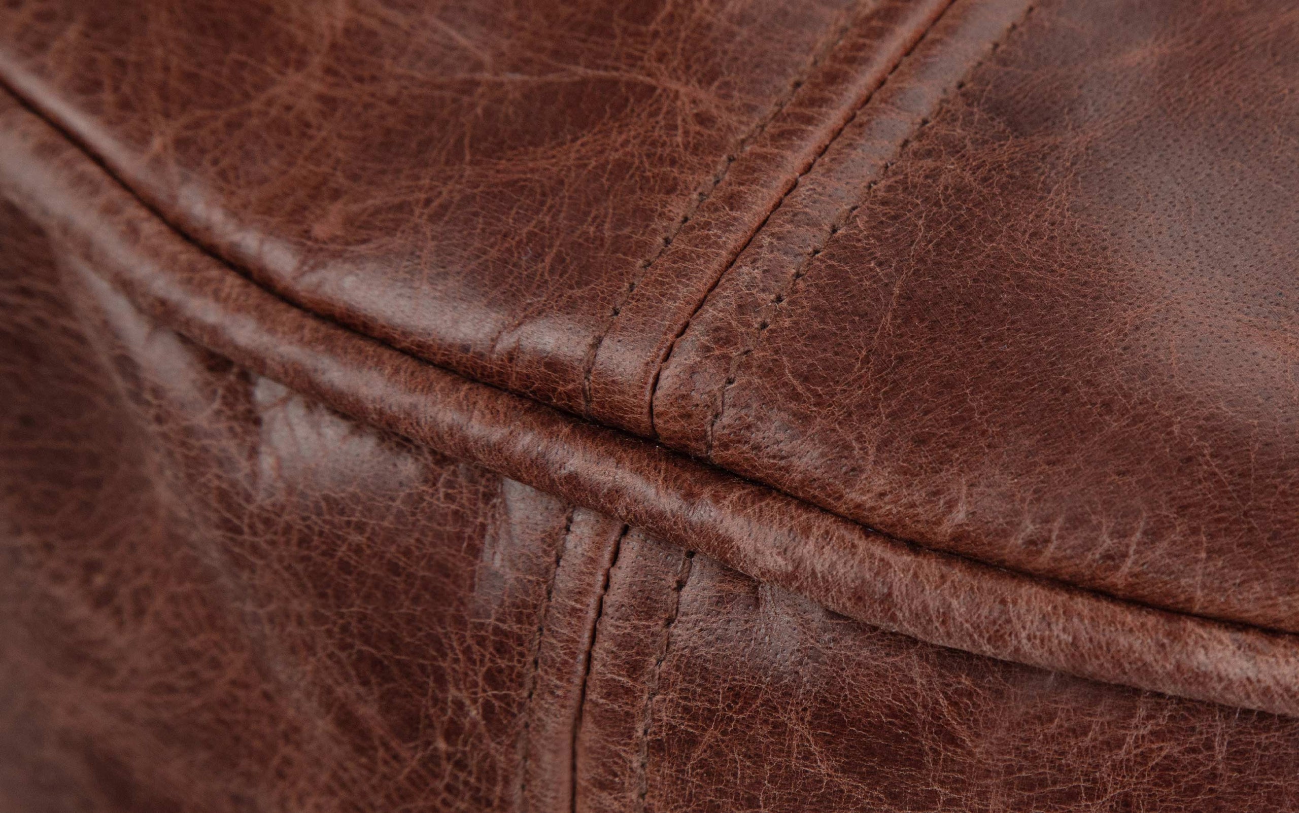 Distressed Brown | Connor Round Leather Pouf