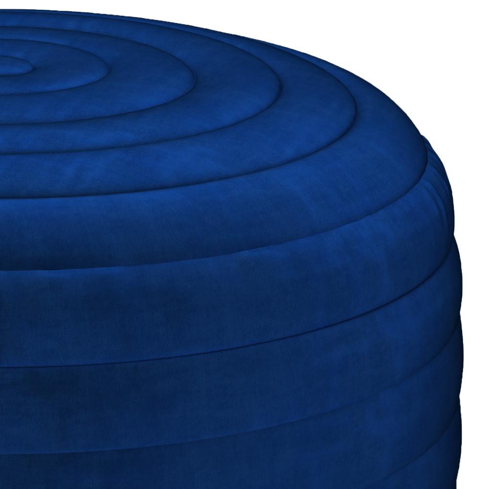 Blue Velvet Velvet Fabric| Vivienne Round Pouf