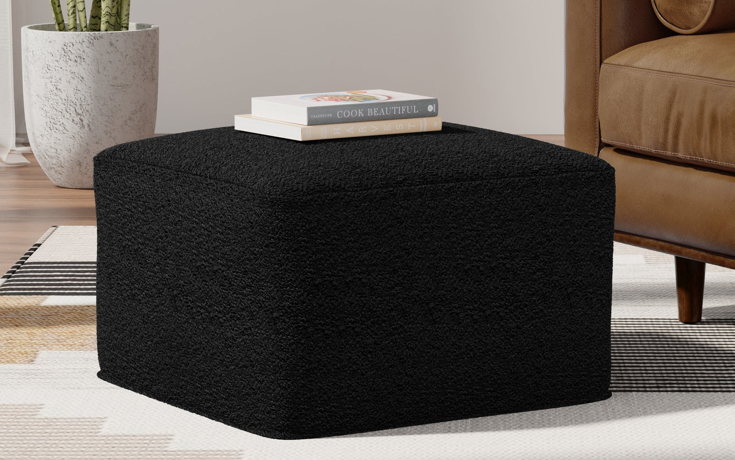 Black | Chantal Square Pouf