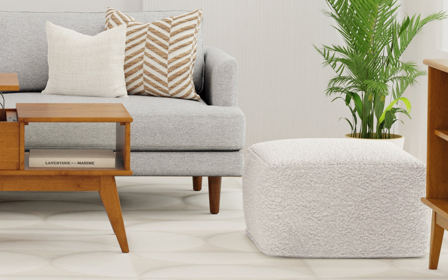 Ivory | Chantal Square Pouf