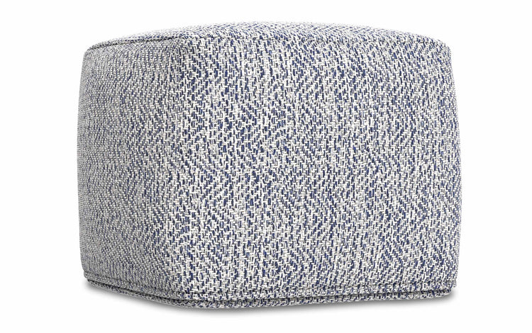 Denim Melange | Nate 18 inch Square Pouf