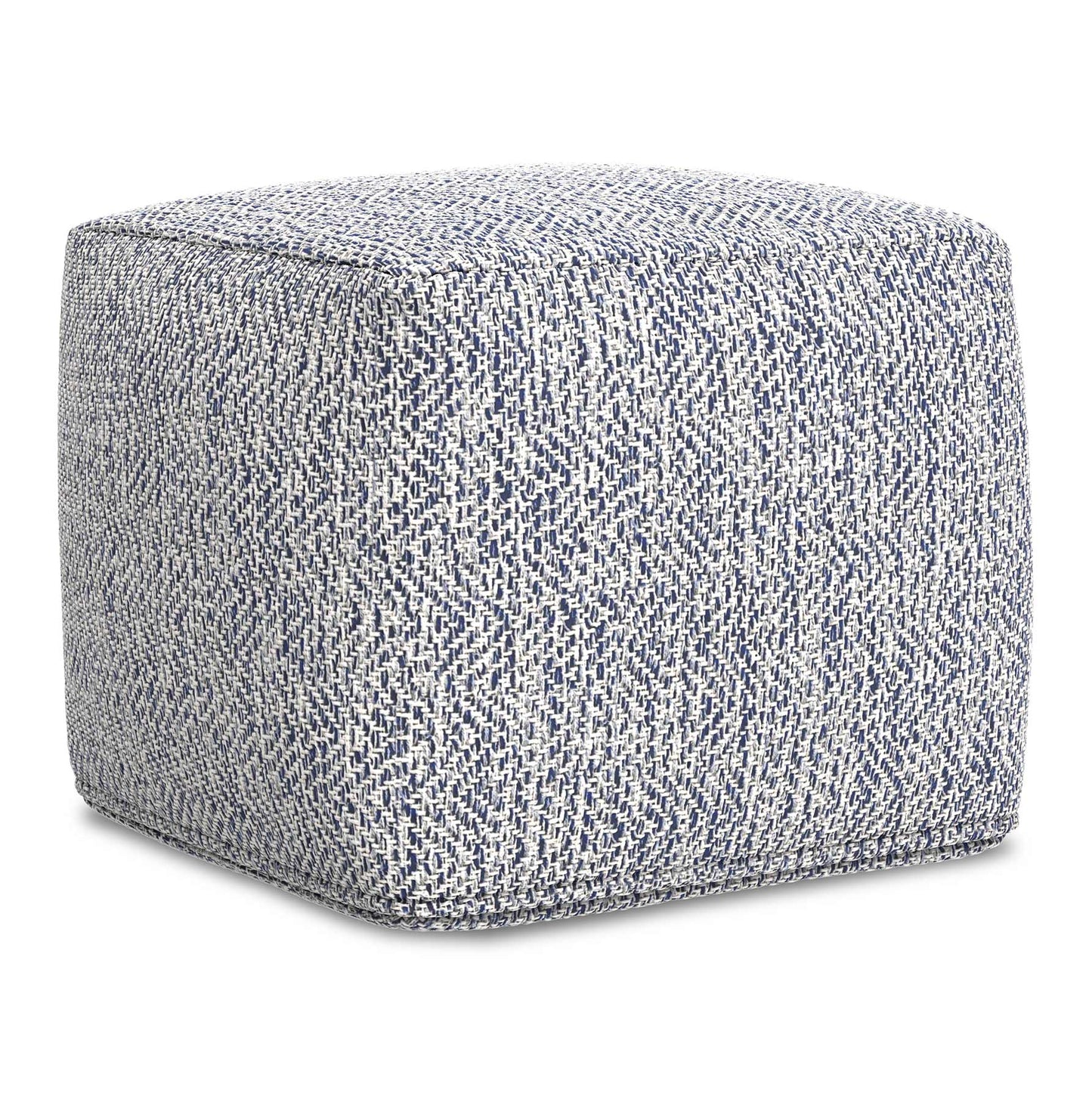 Denim Melange | Nate 18 inch Square Pouf