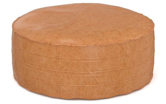 Distressed Brown | Brody 32 inch Round Coffee Table Pouf