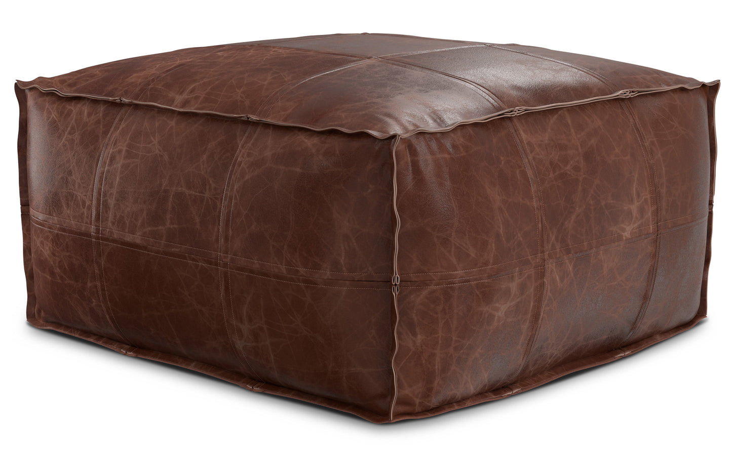 Distressed Brown Distressed Genuine Leather | Sheffield Coffee table Pouf