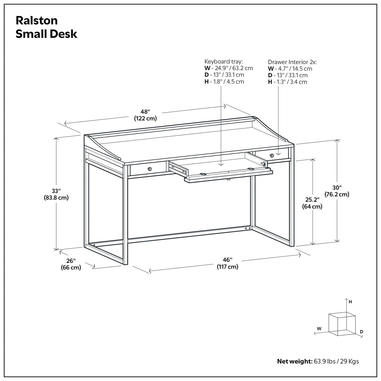 Distressed Charcoal Brown | Ralston Small Desk