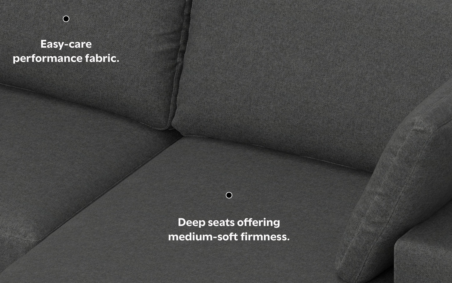 Pebble Grey Performance Fabric | Charlie Deep Seater Right Sectional