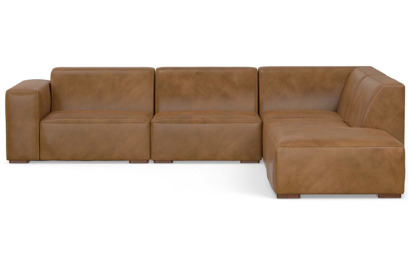Rex Right Sectional Sofa and Ottoman in Genuine Leather