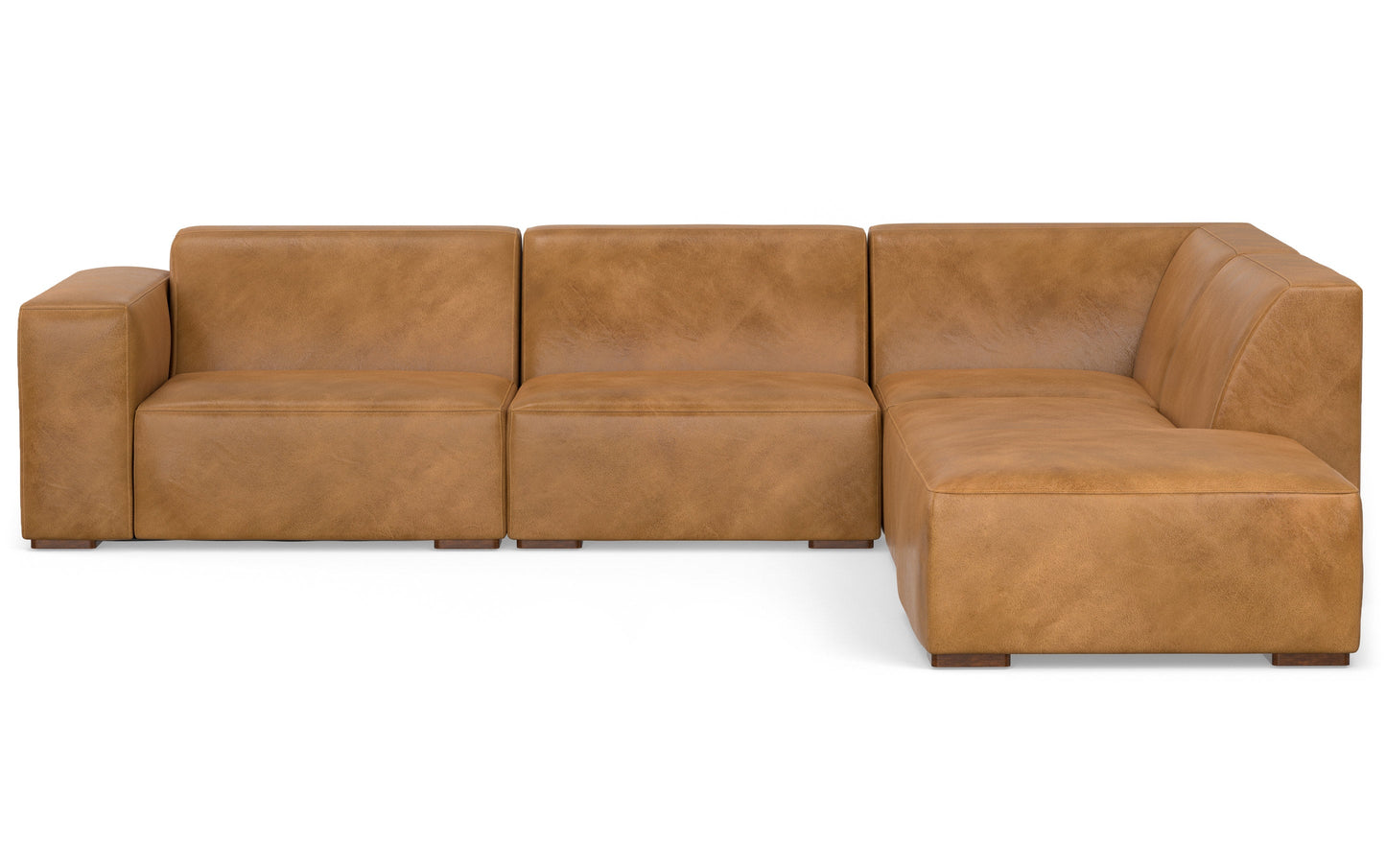 Rex Right Sectional Sofa and Ottoman in Genuine Leather