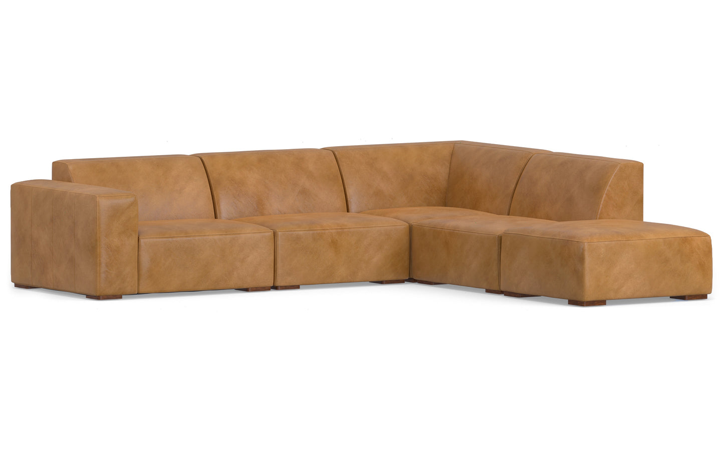 Rex Right Sectional Sofa and Ottoman in Genuine Leather