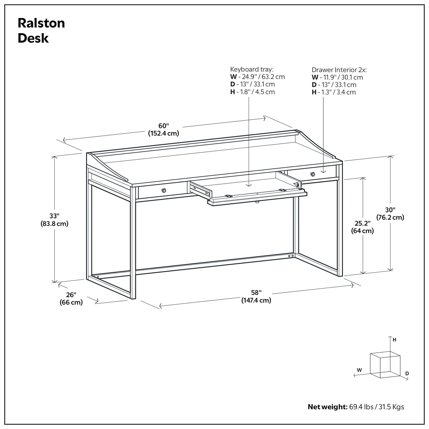 Distressed Golden Wheat | Ralston Solid Acacia Desk