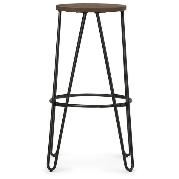 Cocoa Brown | Simeon 24 inch Metal Counter Height Stool with Wood Seat