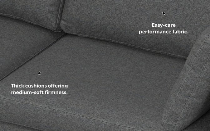 Pebble Grey | Ava 90 inch Mid Century Sofa