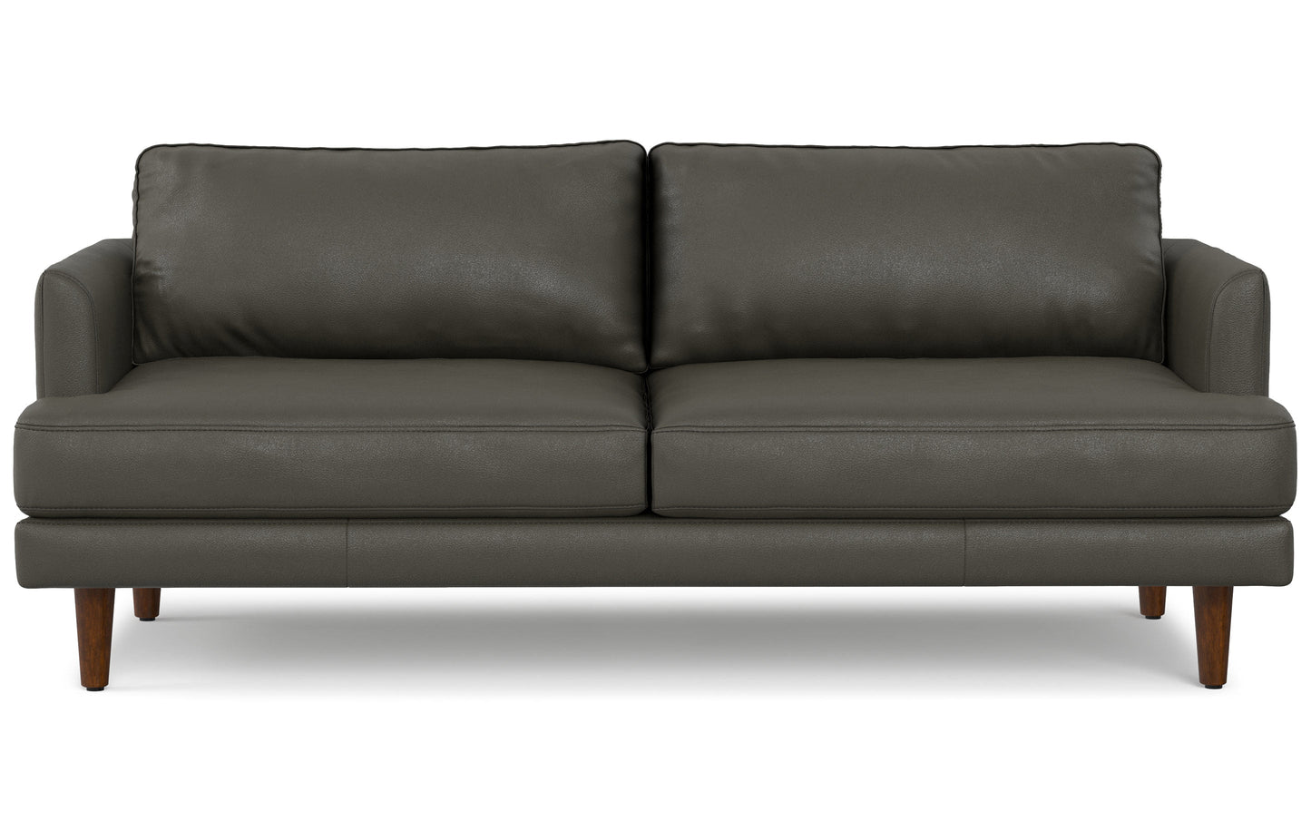 Coal Genuine Top Grain Leather | Livingston 76 inch Mid Century Sofa in Genuine Leather