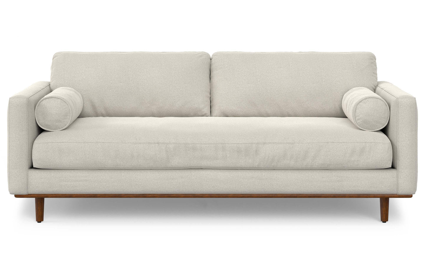 Cream White Woven-Blend Fabric | Morrison 88.5 inch Mid Century Sofa