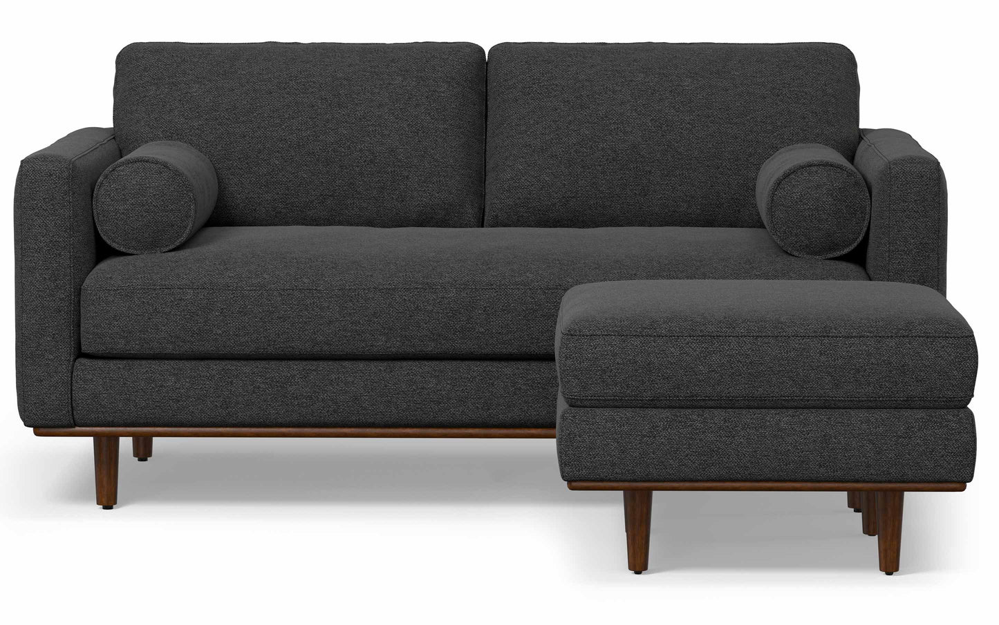 Charcoal Grey Woven-Blend Fabric | Morrison 72-inch Sofa and Ottoman Set in Woven-Blend Fabric