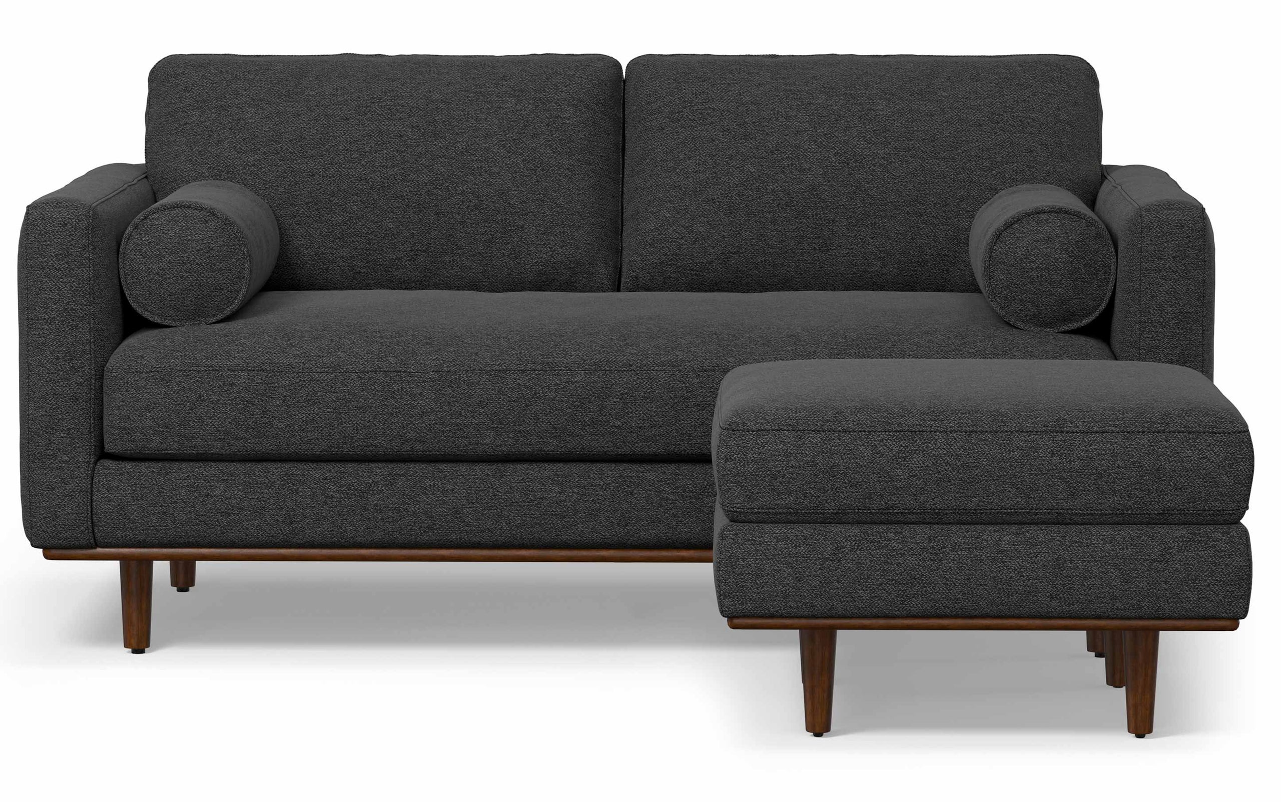 Charcoal Grey Woven-Blend Fabric | Morrison 72-inch Sofa and Ottoman Set in Woven-Blend Fabric