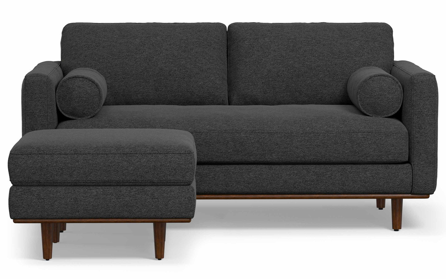 Charcoal Grey Woven-Blend Fabric | Morrison 72-inch Sofa and Ottoman Set in Woven-Blend Fabric