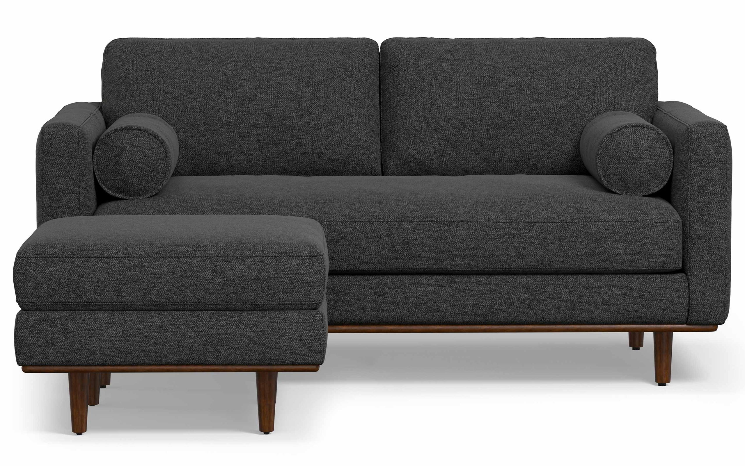 Charcoal Grey Woven-Blend Fabric | Morrison 72-inch Sofa and Ottoman Set in Woven-Blend Fabric