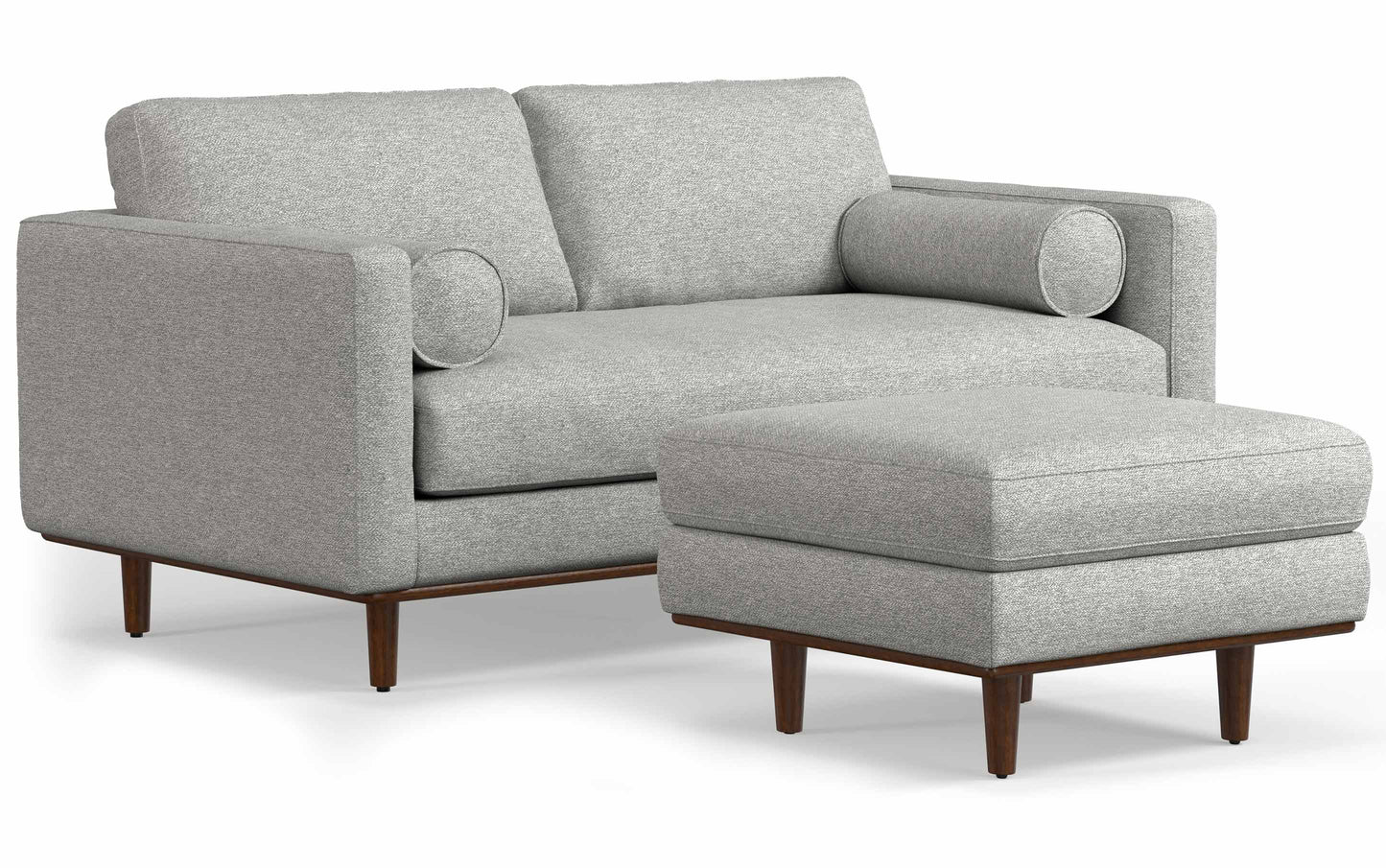 Mist Grey Woven-Blend Fabric | Morrison 72-inch Sofa and Ottoman Set in Woven-Blend Fabric