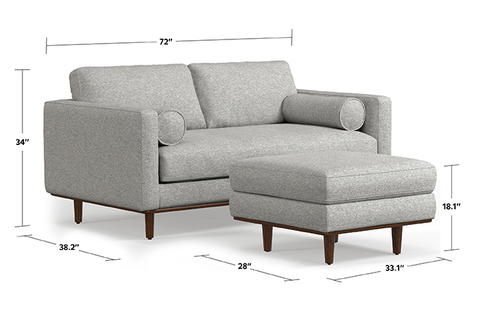 Mist Grey Woven-Blend Fabric | Morrison 72-inch Sofa and Ottoman Set in Woven-Blend Fabric