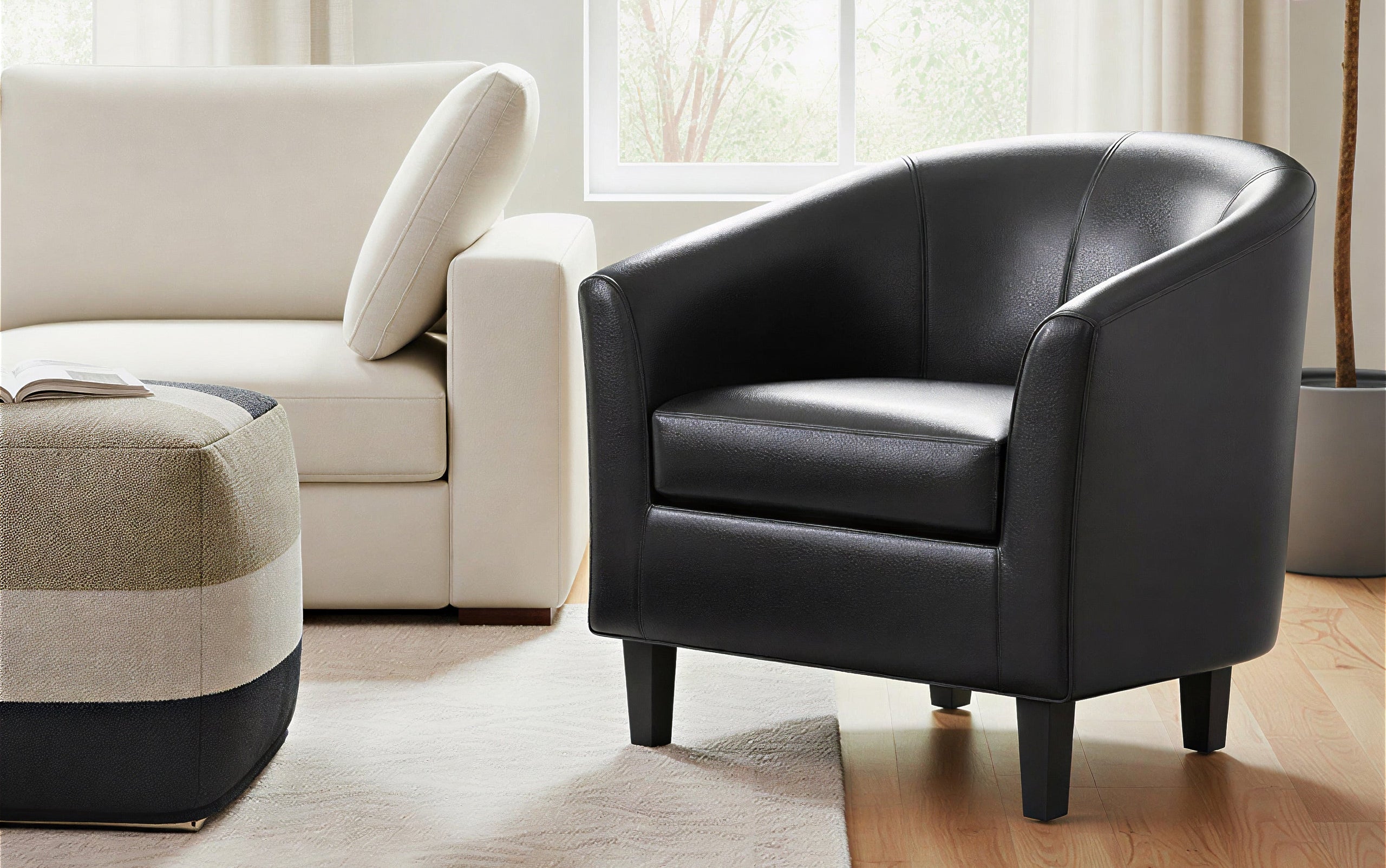Black Vegan Leather | Austin Vegan Leather Tub Chair