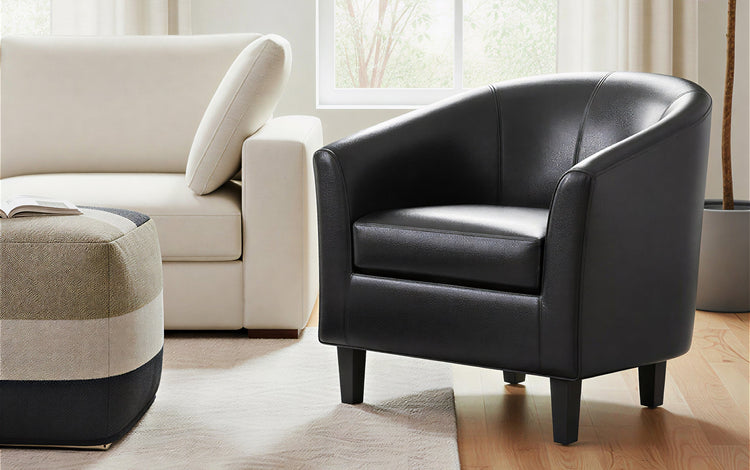 Black Vegan Leather | Austin Vegan Leather Tub Chair