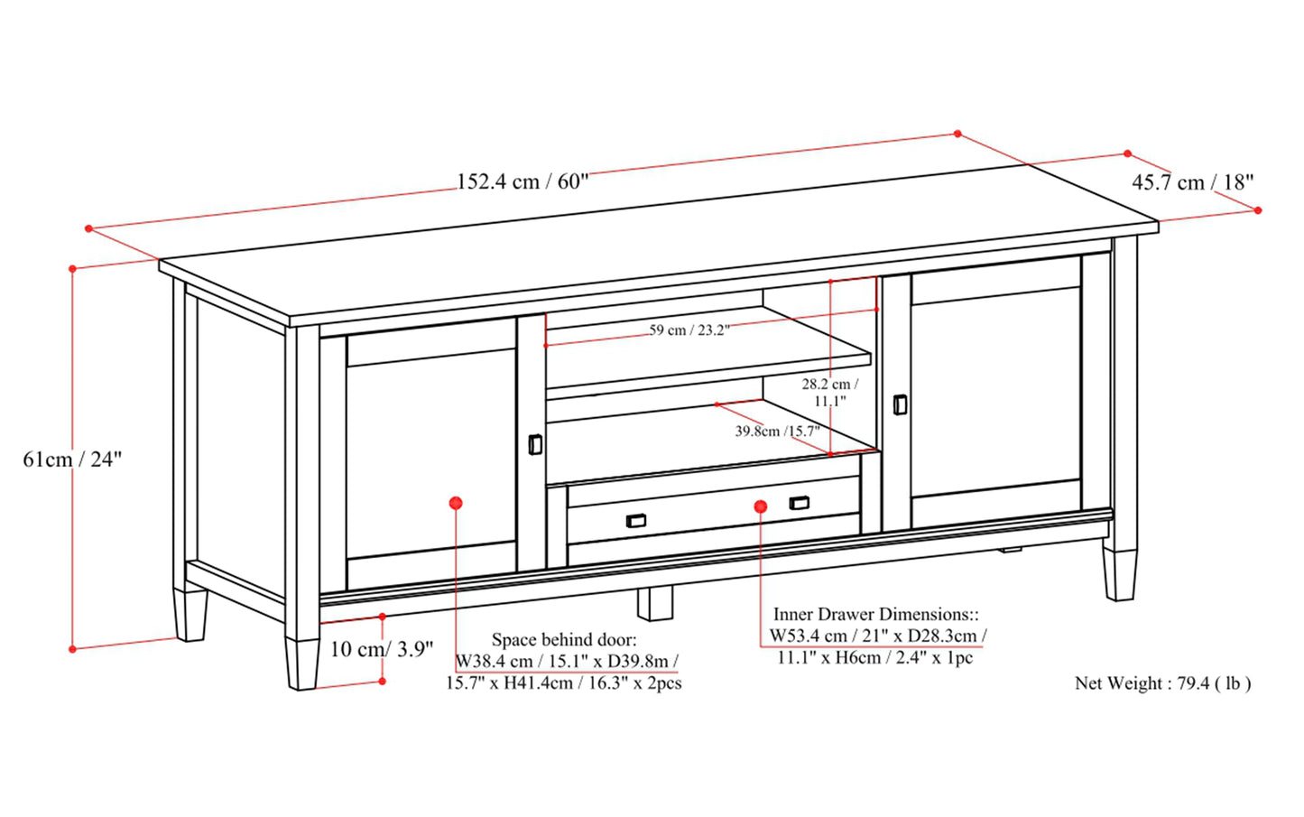 Light Golden Brown | Warm Shaker 60 inch TV Media Stand