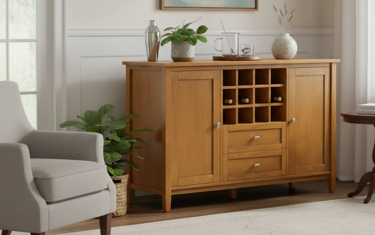 Warm Shaker Storage Cabinet with Wine Rack
