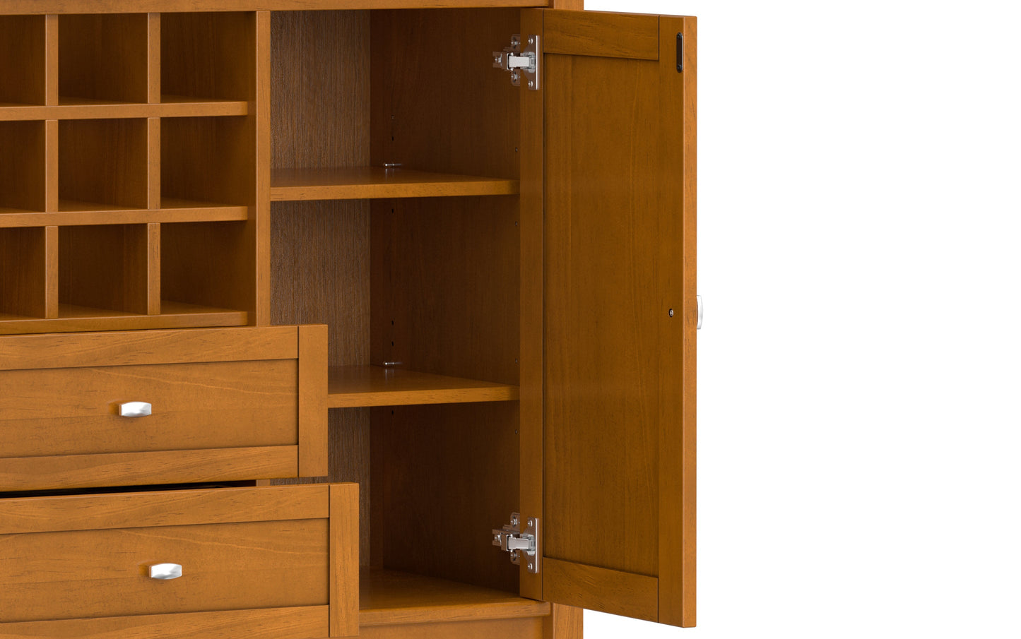 Warm Shaker Storage Cabinet with Wine Rack