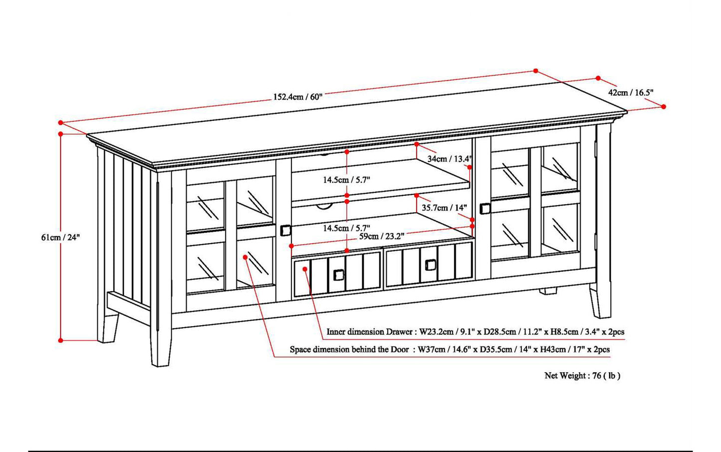 Acadian 60 inch TV Media Stand