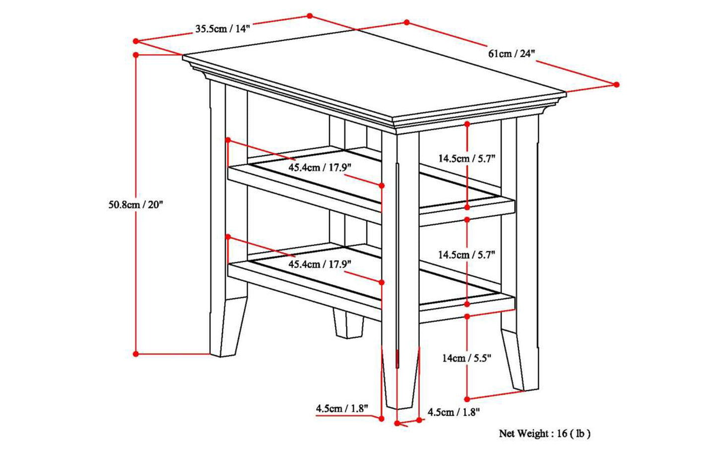 Acadian Narrow Side Table in Farmhouse Grey