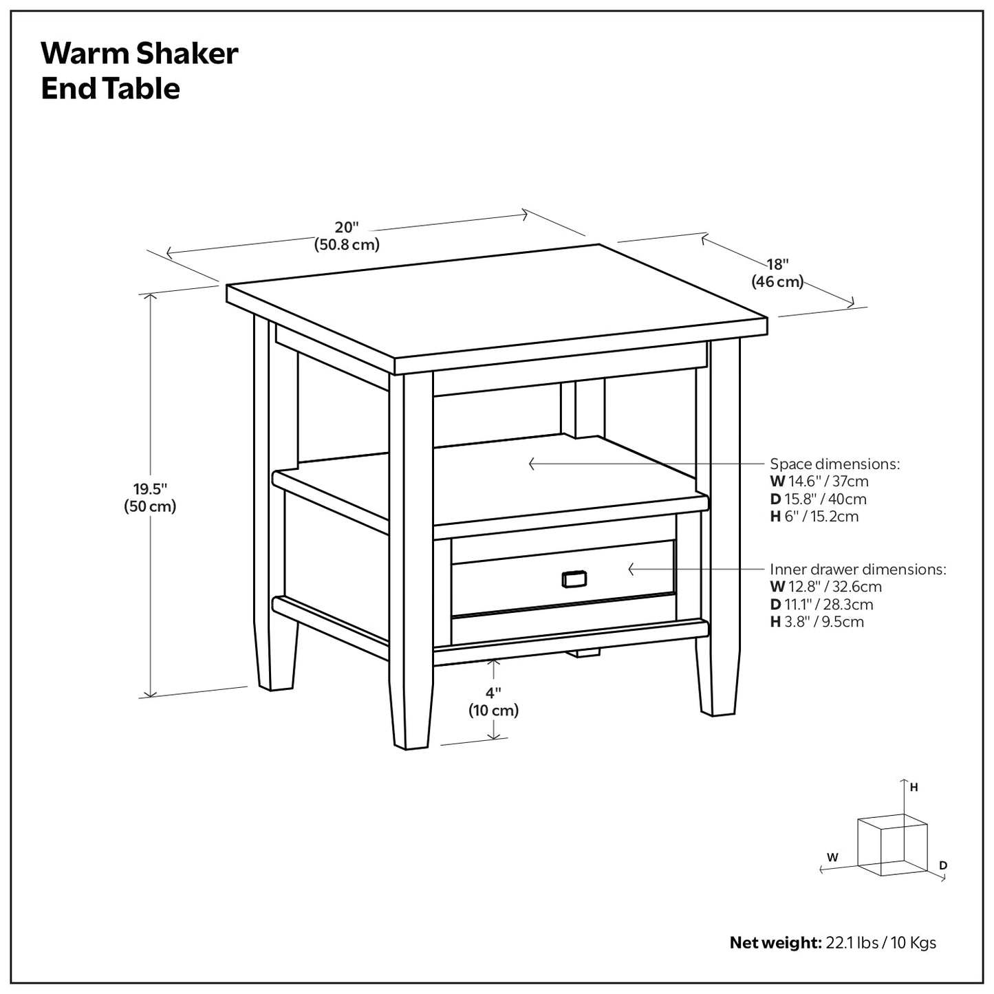 Distressed Coastal Blue | Warm Shaker End Table